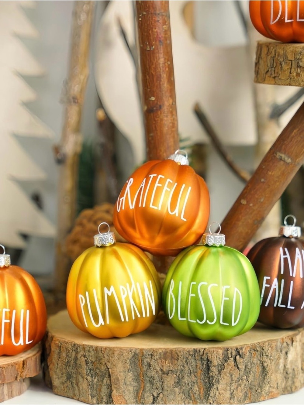 NIB Fall Pumpkin Ornament Set 18pcs Thanksgiving Halloween Tree Decor Rustic - Picture 9 of 15